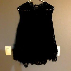 Dress Barn new black long sleeve fancy lacy blouse with peek-a-boo shoulders